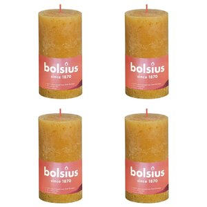 Bolsius Bougies pilier rustiques 4 Pièces 130x68 mm Jaune nid d'abeilles