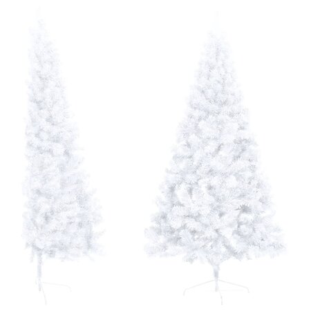 vidaXL Sapin de Noël artificiel moitié avec support blanc 150 cm PVC