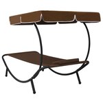 vidaXL Lit de repos d'extérieur avec auvent et oreiller Marron
