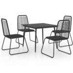 vidaXL Salon de jardin 5 Pièces Rotin PVC Noir