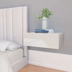 vidaXL Table de chevet flottante Blanc brillant 40x30x15 cm Aggloméré
