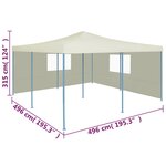 vidaXL Belvédère pliable avec 2 parois 5x5 m Crème
