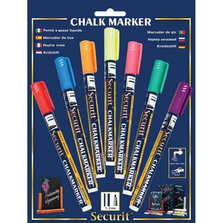 Blister 7 marqueurs craie liquide 1-2 mm - securit