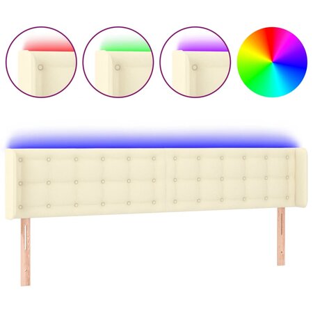 vidaXL Tête de lit à LED Crème 163x16x78/88 cm Similicuir