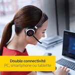 Jabra evolve 75 ms casque stereo sans fil supra-auriculaire - casque certifié microsoft avec batterie longue durée - adaptateur