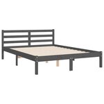 vidaXL Cadre de lit avec tête de lit gris 140x200 cm bois massif