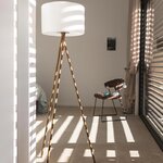Lampadaire extérieur sans fil tamboury wood bois clair polyéthylène h155cm