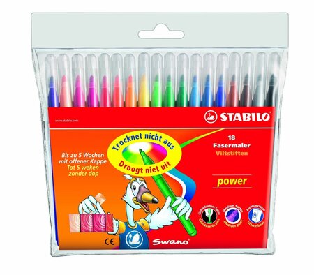 Etui de 18 feutres feutres power pte moyenne stabilo