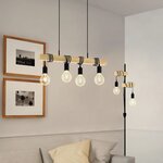Eglo lampe suspendue townshend 4 lampes bois noir et beige