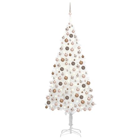 vidaXL Arbre de Noël artificiel pré-éclairé et boules blanc 210 cm