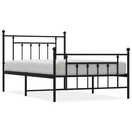 vidaXL Cadre de lit métal avec tête de lit/pied de lit noir 107x203 cm