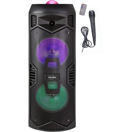INOVALLEY KA112BOWL - Enceinte lumineuse Bluetooth 600W - Fonction Karaoké - 2 Haut-parleurs - Boule kaléidoscope LED - Port USB