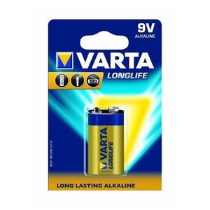 Blister de 1 pile alcaline longlife e-bloc (6lr61) 9v varta