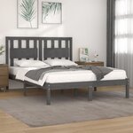 vidaXL Cadre de lit Gris Bois de pin massif 160x200 cm