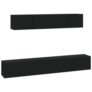vidaXL Ensemble de meubles TV 4 Pièces Noir Bois d'ingénierie