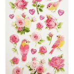 Autocollants - Romance fleurs et oiseaux - Paillettes - Époxy