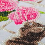 Tableau Broderie Diamant Crystal Art 30x30cm Chaton à la fenêtre