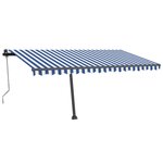 vidaXL Auvent automatique capteur de vent/LED 400x350 cm Bleu et blanc