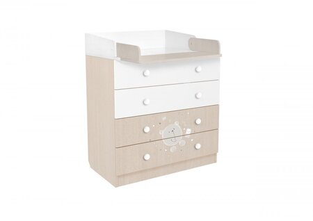 Commode à langer VOLGA TEDDY BLANC-NATUREL