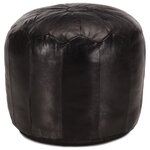 vidaXL Pouf 40 x 35 cm Noir Cuir véritable de chèvre