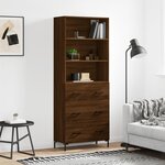 vidaXL Buffet haut Chêne marron 69 5x34x180 cm Bois d'ingénierie