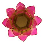 Porte bougie fleur de lotus rose vert et or