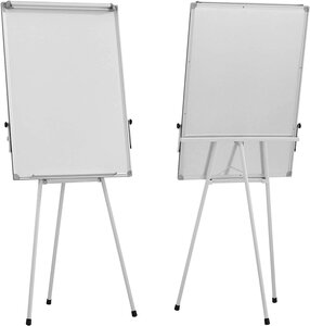 Chevalet de conférence avec trépied réglable en hauteur 60 x 90 cm magnétique effaçable incluant marqueurs aimants papiers éponge paperboard tableau magnétique blanc