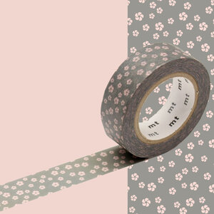 MT 1P Motif fleurs rose fond gris / neijiriume namari