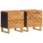 vidaXL Tables de chevet 2 Pièces marron et noir bois de manguier solide
