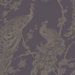 DUTCH WALLCOVERINGS Papier peint Paon Violet et argenté