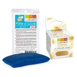 Pâte à sucre bleue 100 g + paillettes dorées
