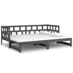 vidaXL Lit coulissant Gris Bois de pin solide 2x(80x200) cm