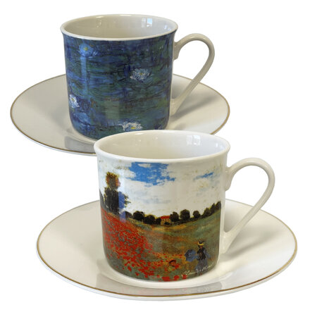 Coffret de tasses et sous-tasses en céramique claude monet
