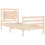 vidaXL Cadre de lit avec tête de lit 90x200 cm bois massif