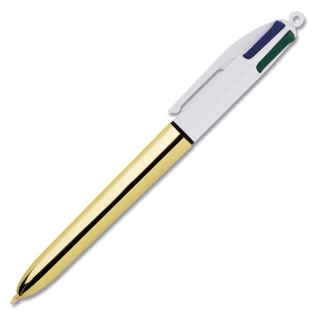 Stylo - 4 couleurs - pointe moyenne - bic - corps métal or