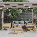 vidaXL Salon de jardin 8 Pièces avec coussin Bois d'acacia solide