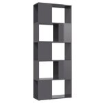 vidaXL Bibliothèque/Séparateur de pièce Gris brillant 60x24x155 cm