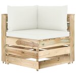 vidaXL Salon de jardin 10 Pièces avec coussins vert bois imprégné