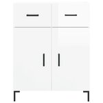 vidaXL Buffet haut Blanc brillant 69 5x34x180 cm Bois d'ingénierie