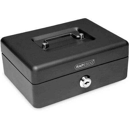 Caisse à monnaie en acier 5 compartiments 20 cm noir rapesco