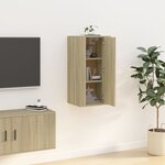 vidaXL Meuble TV mural Chêne sonoma 40x34 5x80 cm