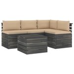 vidaXL Salon palette de jardin 5 Pièces avec coussins Bois de pin massif