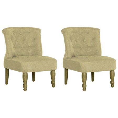 vidaXL Chaises françaises lot de 2 vert tissu