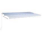 vidaXL Auvent automatique rétractable avec poteaux 6x3 m Bleu et blanc