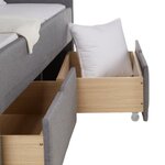 Lit 90x200 avec 2 tiroirs de lit gris en tissu