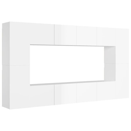 vidaXL Ensemble de meubles TV 8 Pièces Blanc brillant Aggloméré