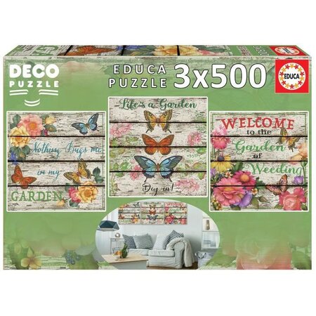 Puzzle 3x 500 pieces - Jardin a la campagne - EDUCA