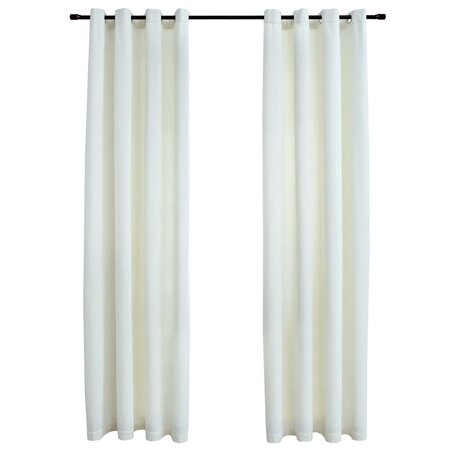 vidaXL Rideaux occultants avec anneaux 2 Pièces Velours Crème 140x175 cm