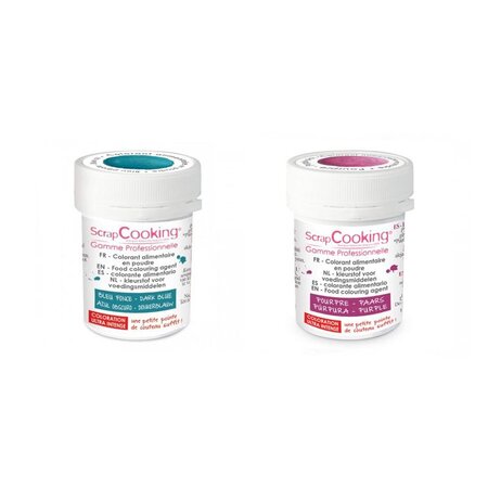 2 colorants alimentaires en poudre - pourpre-bleu foncé