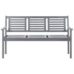vidaXL Banc de jardin 3 places avec coussin 150 cm Gris Eucalyptus